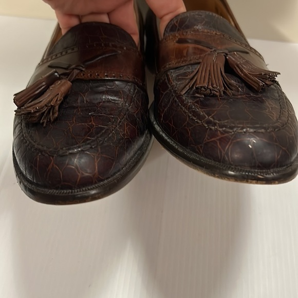JOHNSTON & MURPHY Size 11 M BROWN CELLINI CROCODILE TASSEL LOAFERS size 10.5 N - Picture 10 of 17
